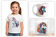 40 Watercolor Cute Unicorn Clipart, an Animal Illustration by Creative Arslan (Thumbnail 5 of 7)