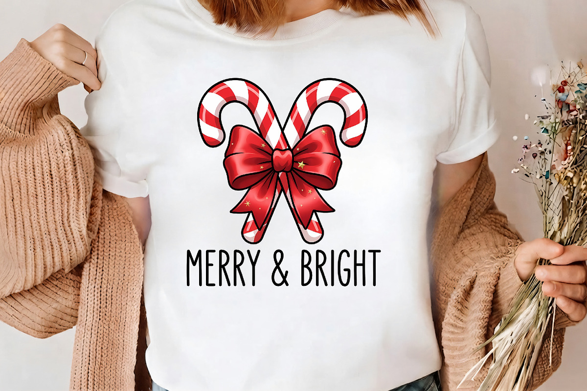 Merry And Bright Candy Cane PNG, a Seasonal Illustration by CrexoraLab (Photo 3 of 4)