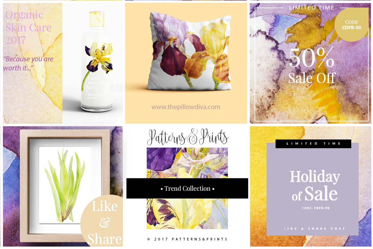 TheArtsyIrisCollection-Clipart, an Illustration by watercolorwild.graphics (Photo 2 of 13)
