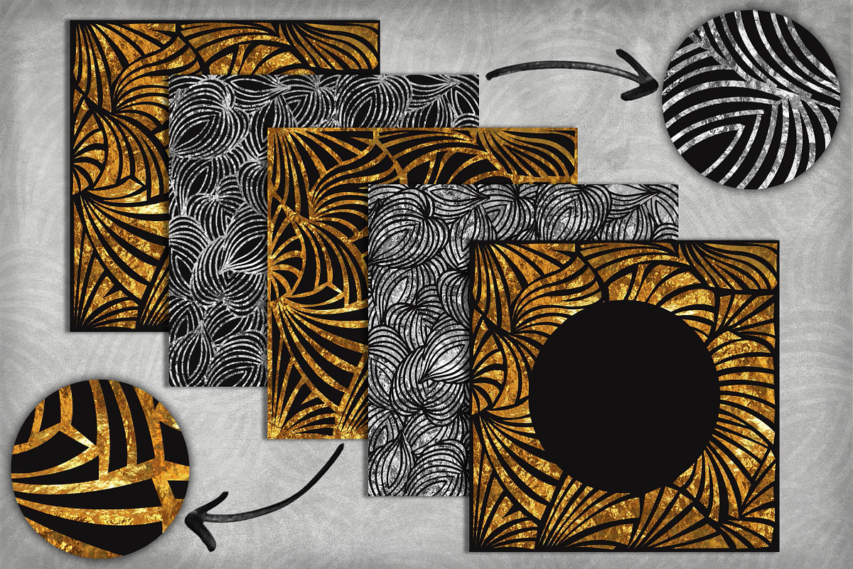 Floral Blk Silver/Gold Pack preview 3