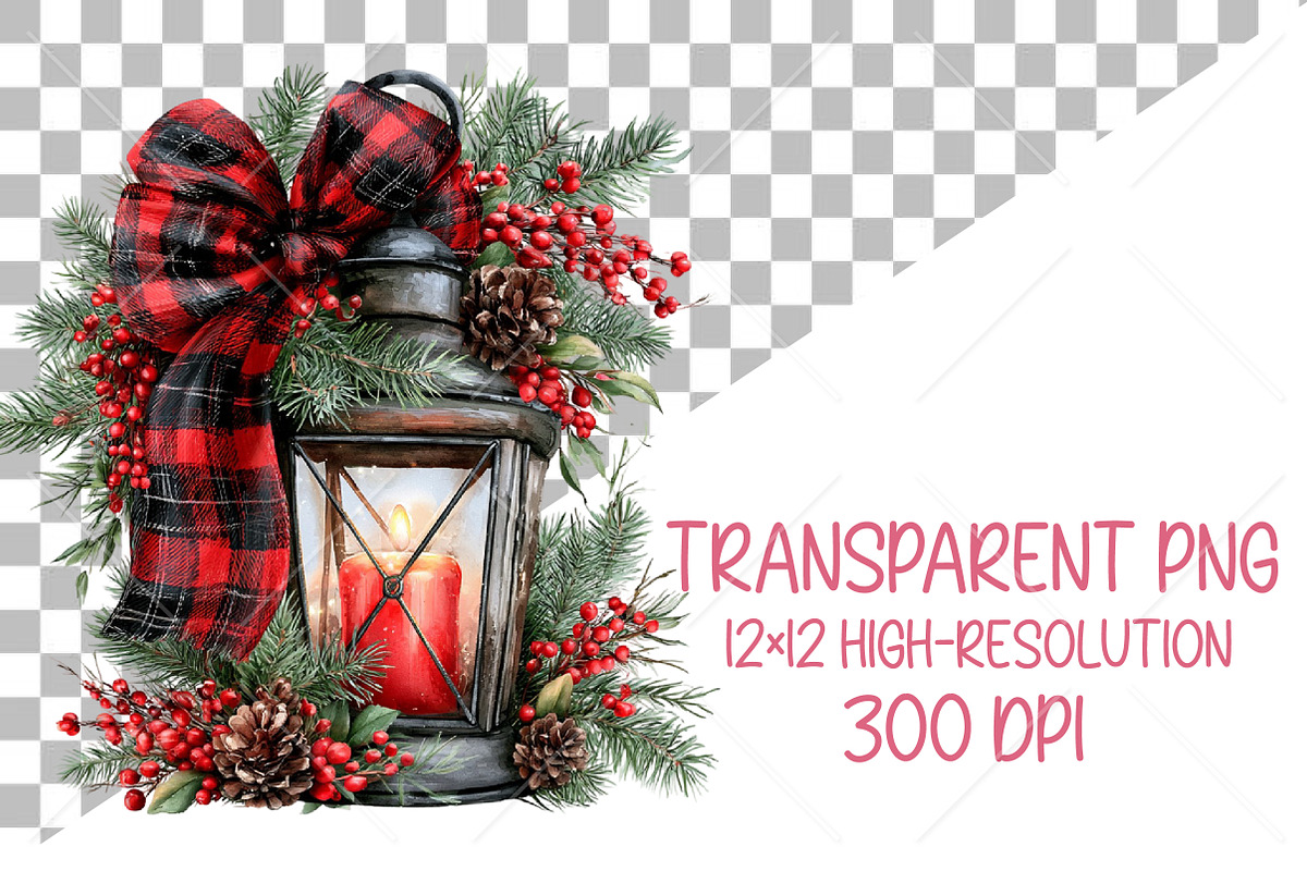 Plaid Christmas Clipart Bundle, a Seasonal Illustration by Canvas Craft (Photo 2 of 10)