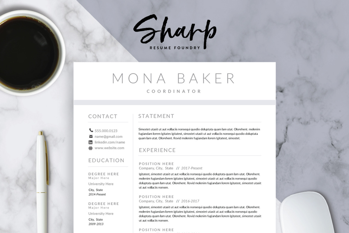Modern Resume Template for Word, a Resume Template by SharpResumeFoundry (Photo 1 of 5)