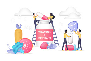 Vitamins and Minerals Supplement, an Object Illustration by Lemberg Vector