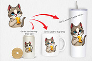 Cat Beer Day Clipart, a Graphic by Artnoy (Thumbnail 4 of 5)