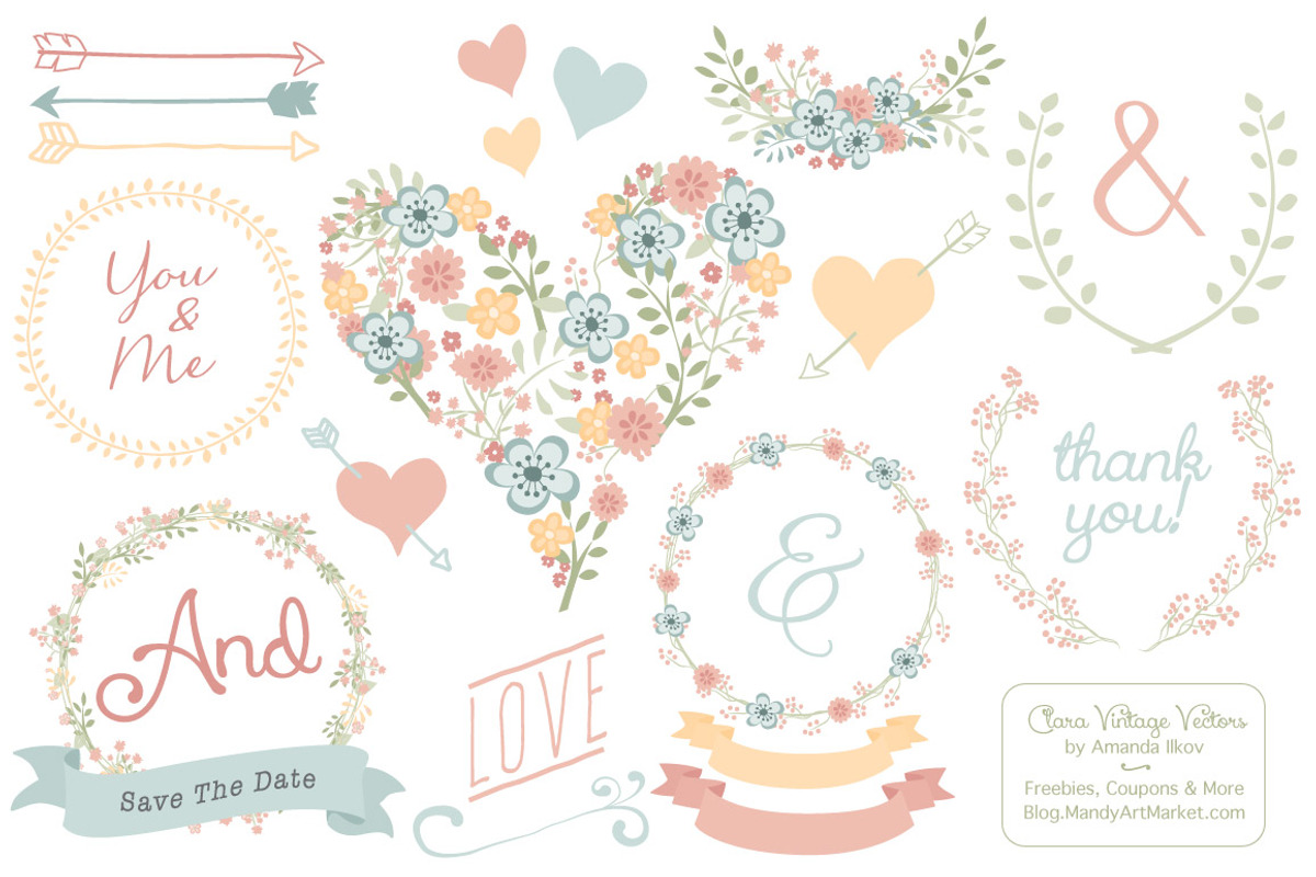 Pastel Floral Heart Clipart, an Illustration by Amanda Ilkov (Photo 1 of 4)