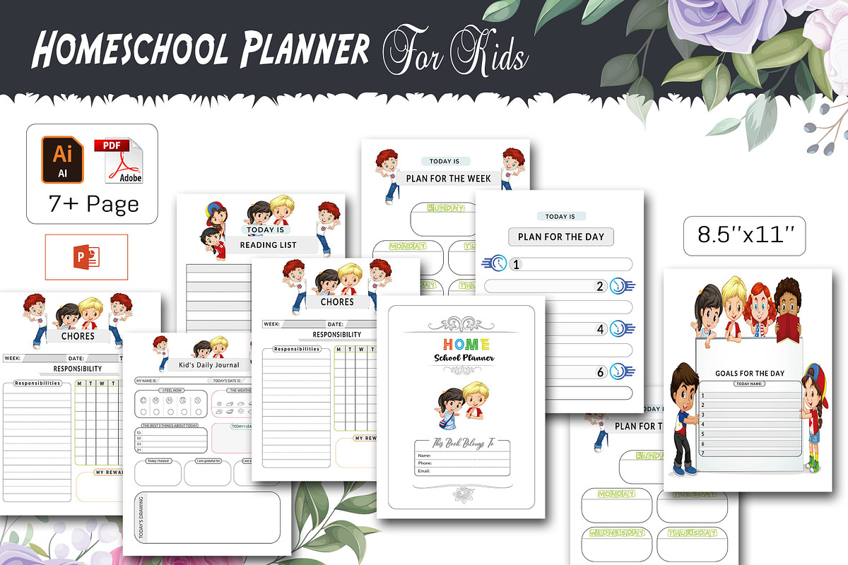 Homeschool Planner for Kids, a Stationery Template by design_hut (Photo 1 of 3)