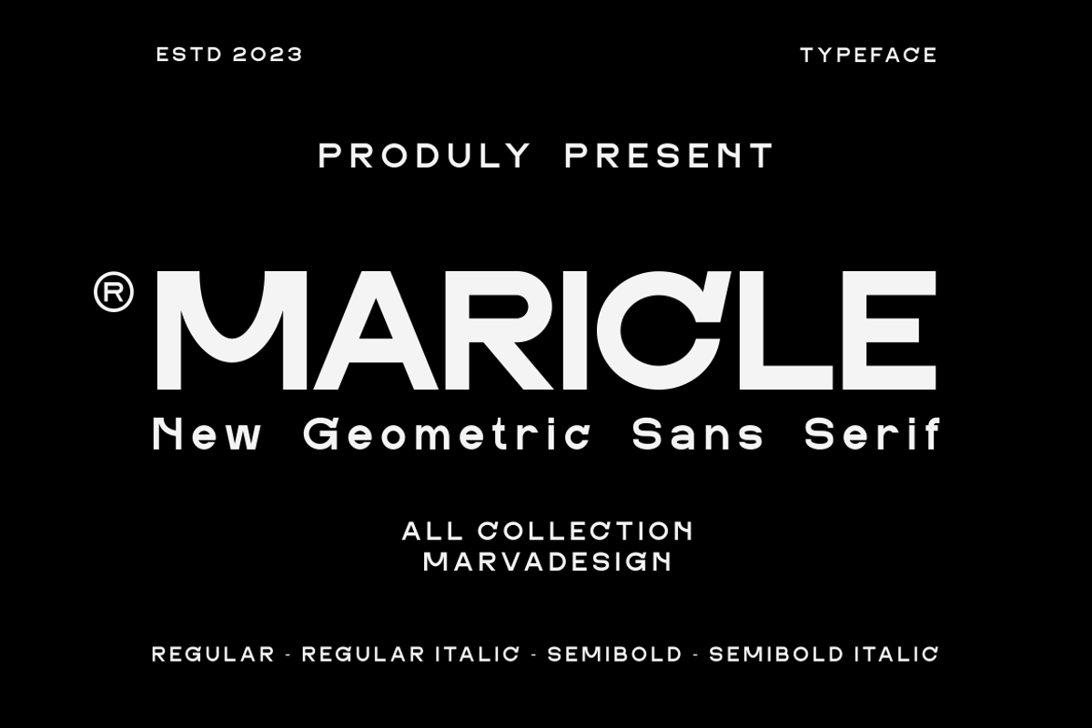 Maricle - A Modern Geometric Sans, a Sans Serif Font by Marvadesign (Photo 1 of 7)