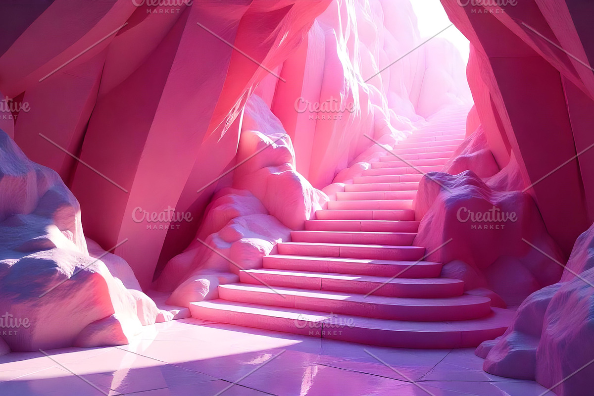 Pink Crystal Cave Stairs Background, a Background Photo by Aura Canyon HQ (Photo 1 of 7)