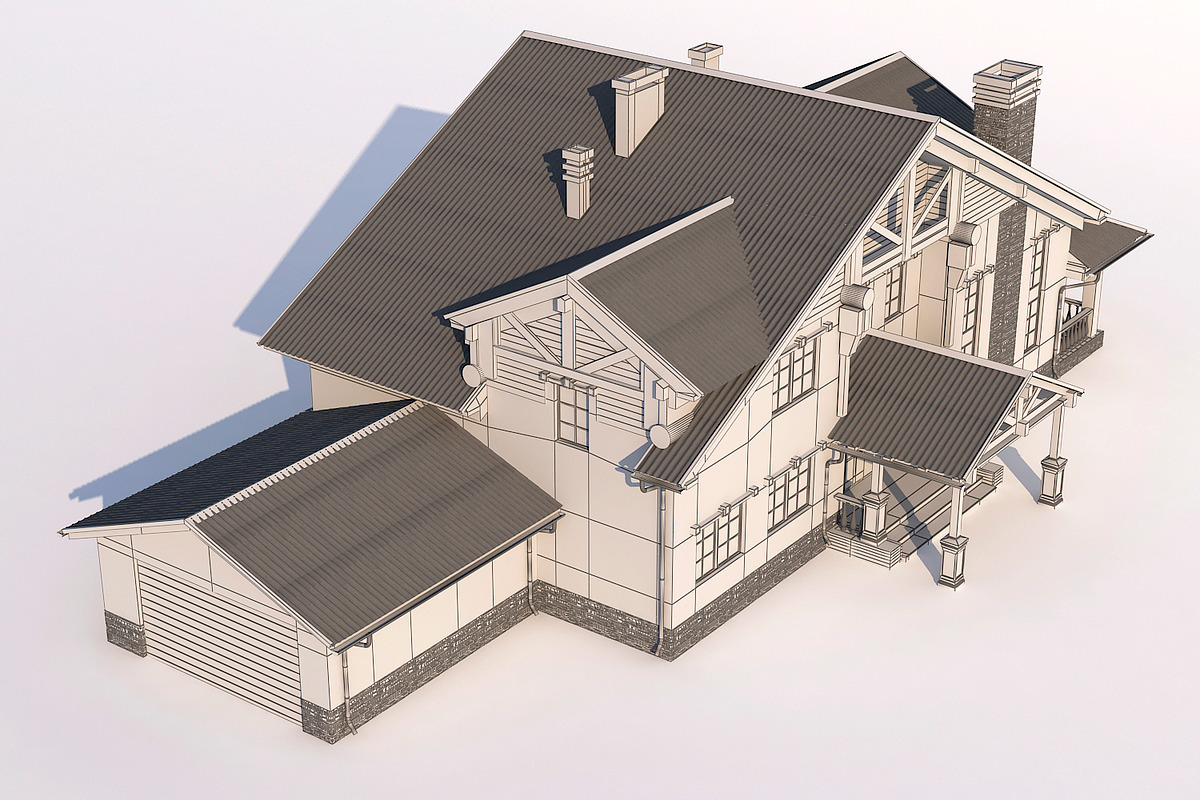 A Chalet house with a garage, an Architecture 3D Model by profdesign (Photo 21 of 21)