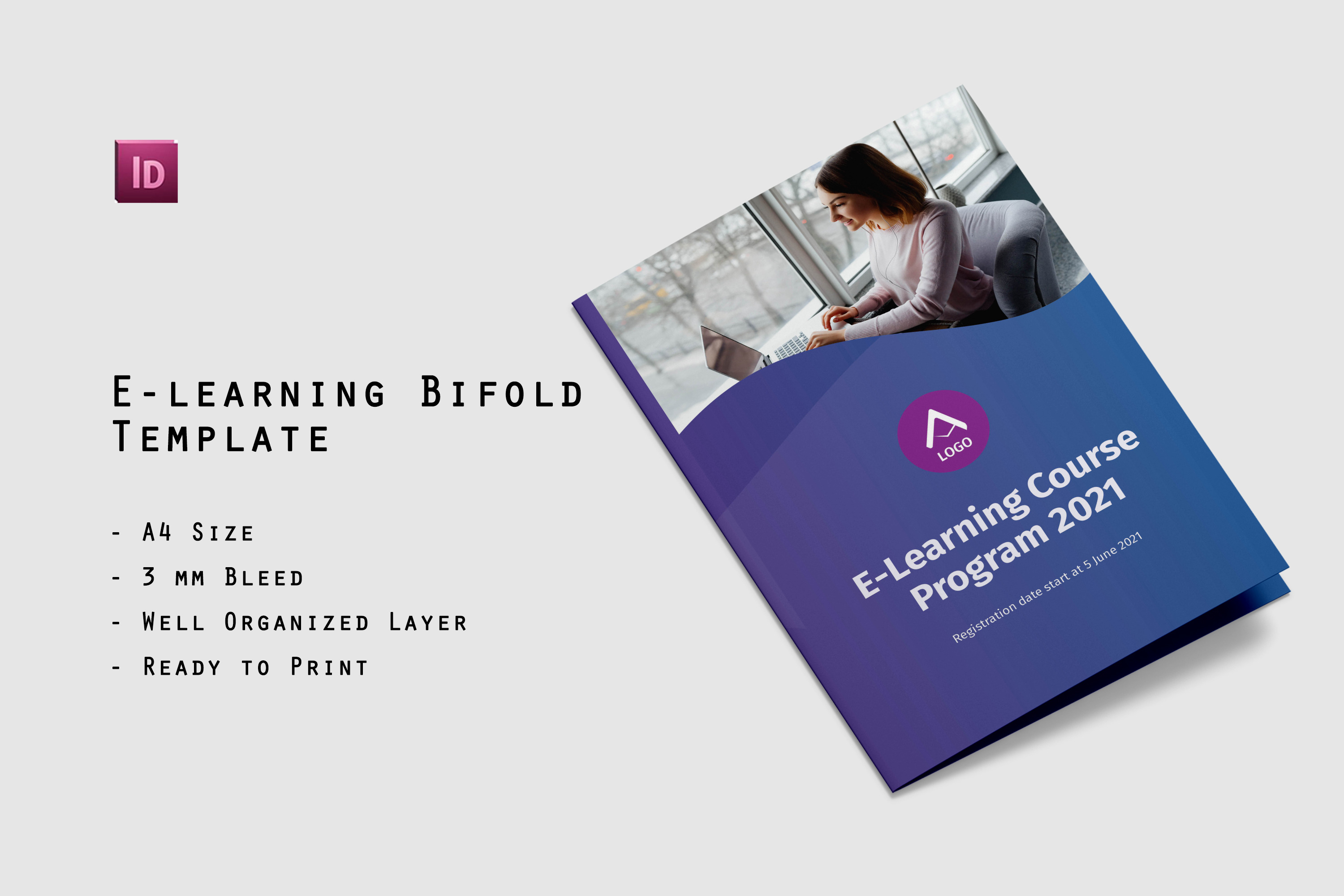 E- learning Bifold Template, a Brochure Template by AQR Studio