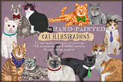 Hand-painted Cats Clip-Art, an Animal Illustration by Cynthia Arre