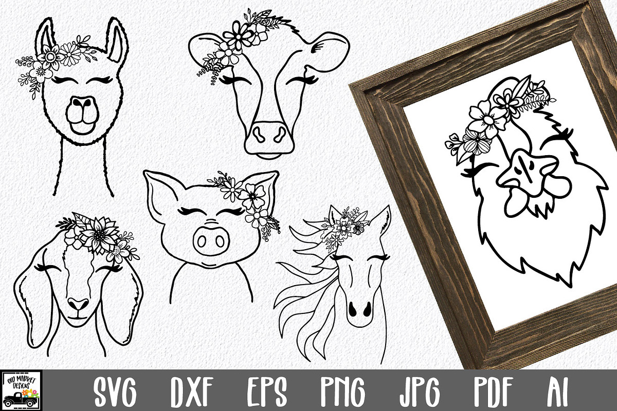 Farm Animals SVG Bundle, an Animal Illustration by OldMarket Designs (Photo 1 of 7)
