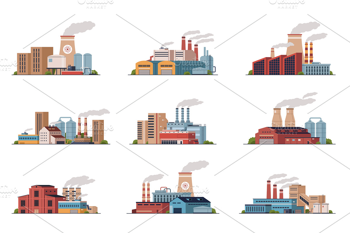 Industrial buildings. Plants, an Illustration by YummyBuum
