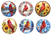 Stained Glass Cardinal Bird Clipart, an Illustration by CreationArt (Thumbnail 5 of 5)