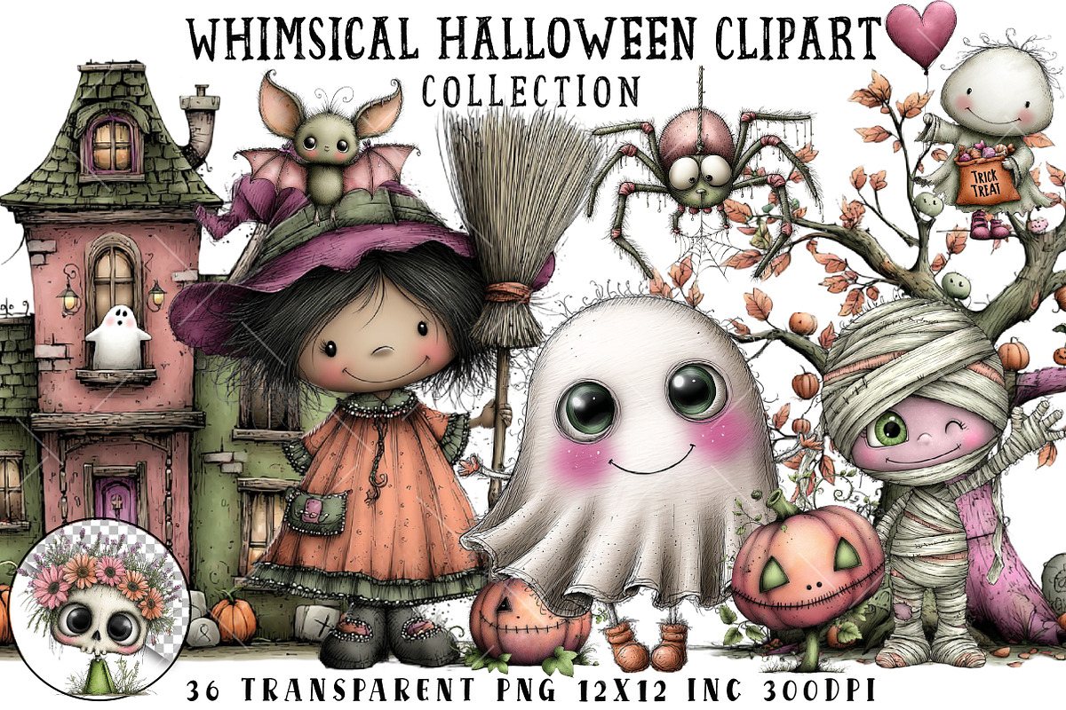 Whimsical Halloween Clipart, an Illustration by OK Design (Photo 1 of 6)