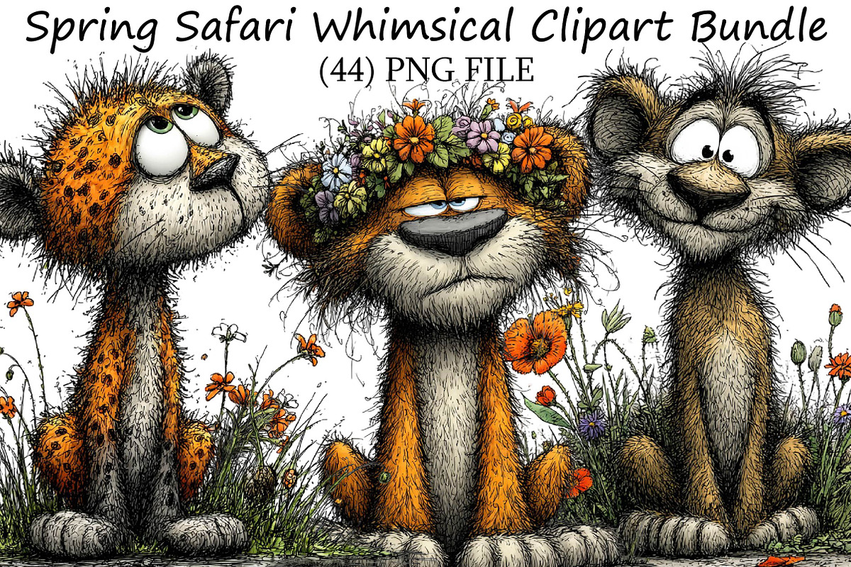 Spring Safari Whimsical Clipart Bund, an Illustration by DreamPrint404 (Photo 1 of 6)