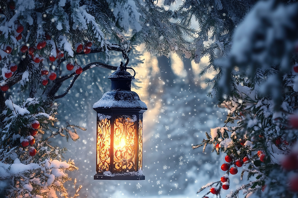 Christmas Lanterns Snow