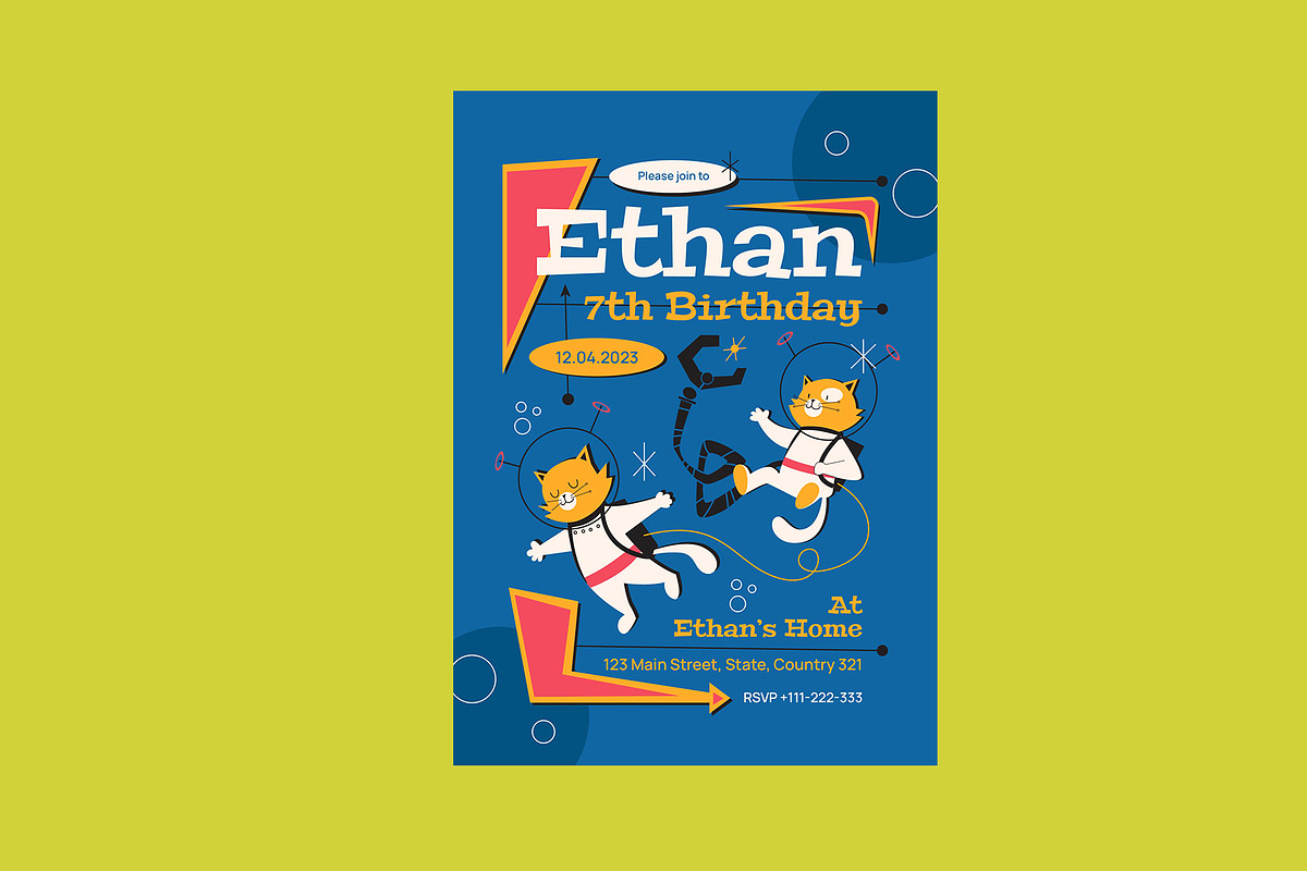 Colorful Kids Birthday Invitation, a Card Template by Neermana (Photo 2 of 4)