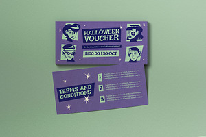 Purple Halloween Sale Voucher, a Card Template by graphicook