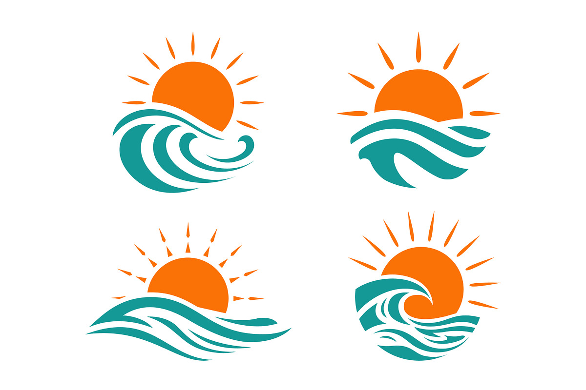 Sun and wave designs logo, a Branding & Logo Template by Saba Vector