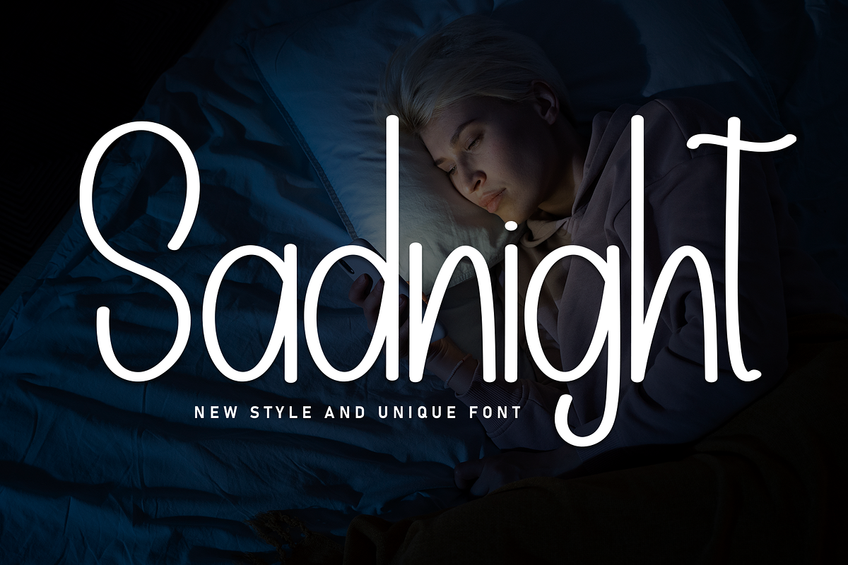 Sadnight | Script Font, a Script Font by Scratchones (Photo 1 of 8)