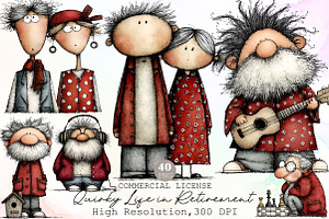 Quirky Life in Retirement Clipart, an Illustration by Sublimation Artist