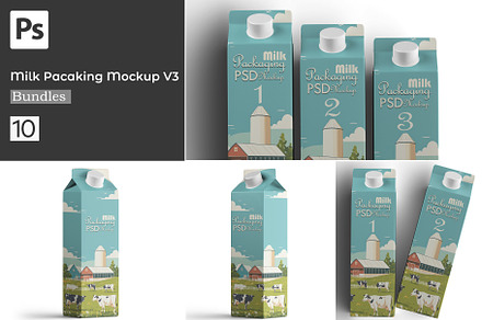 Milk Packaging Mockup Bundles V3