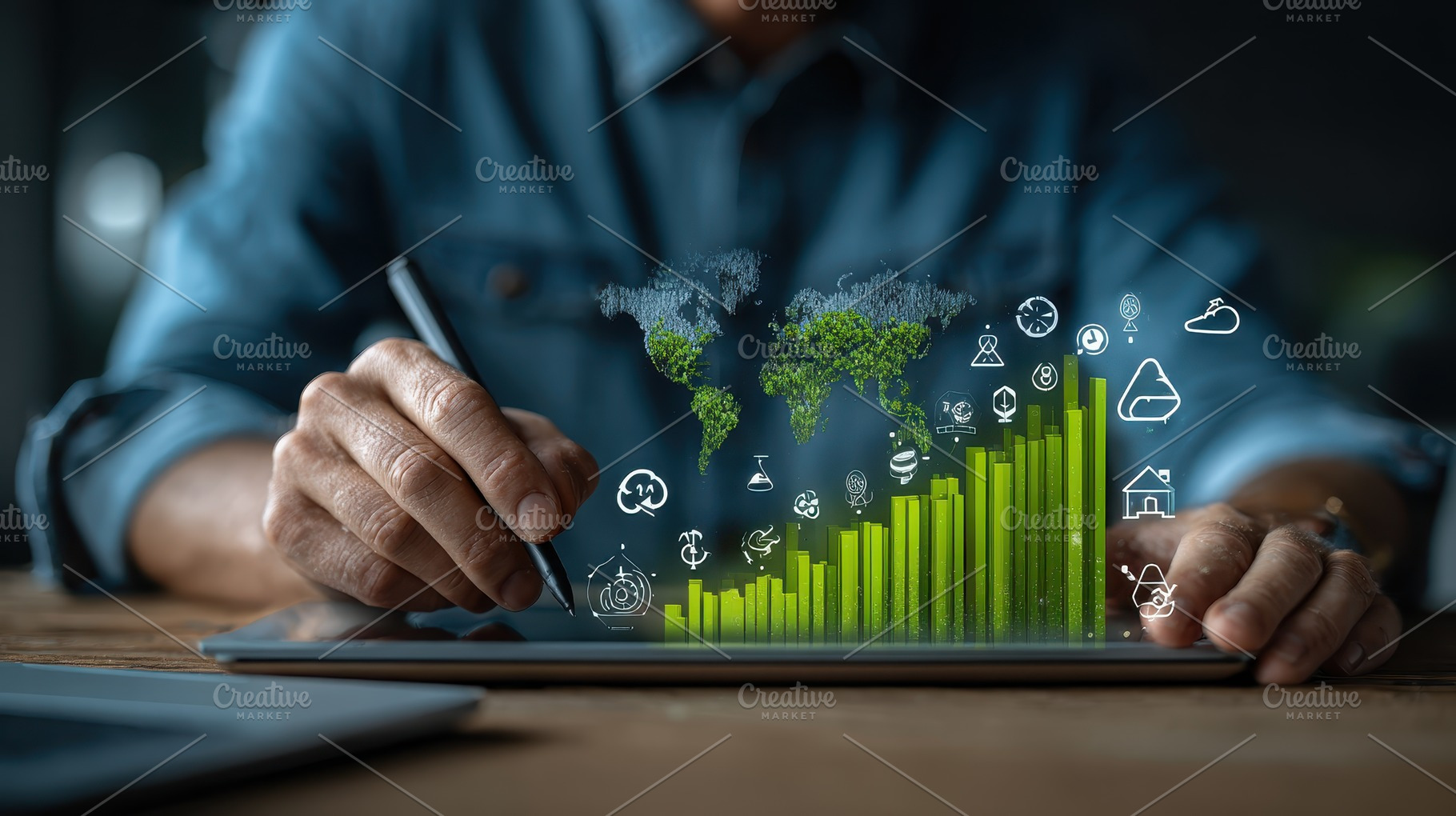 Green Global Growth Data Analytics T, a Photo by Pixeness Studio