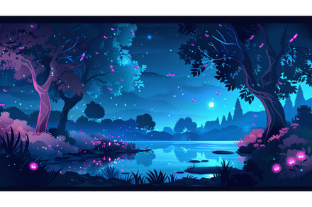 Under moonlight a small lake in a, a Nature Photo by ZinetroN