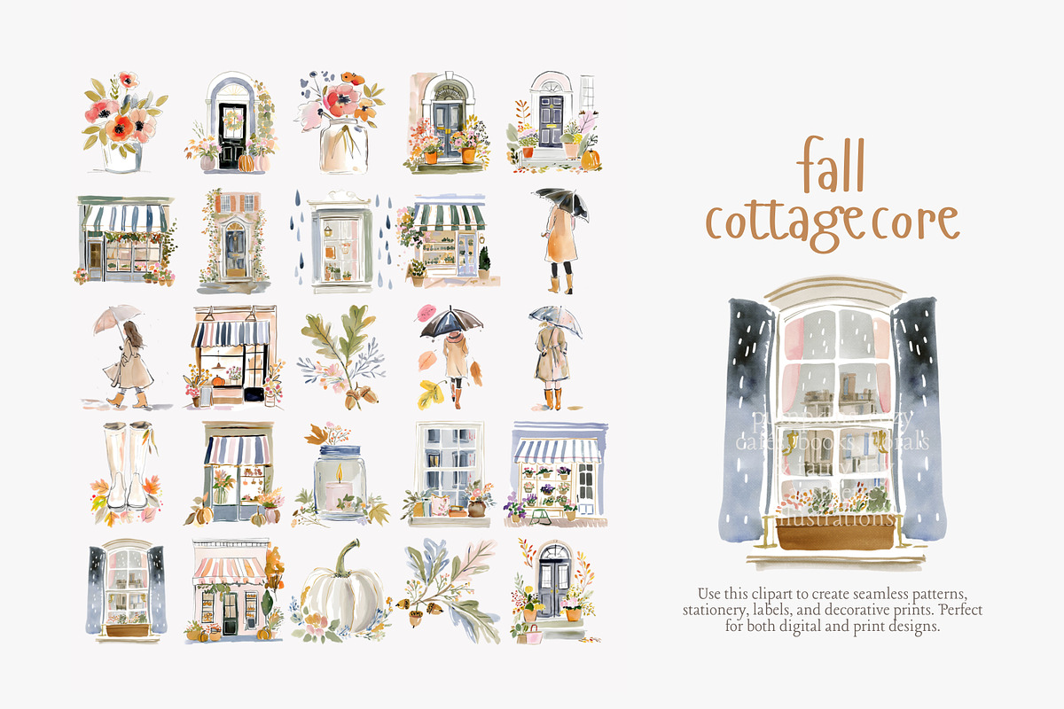 Fall cottagecore clipart set, a Decorative Illustration by Patishop Art (Photo 8 of 10)