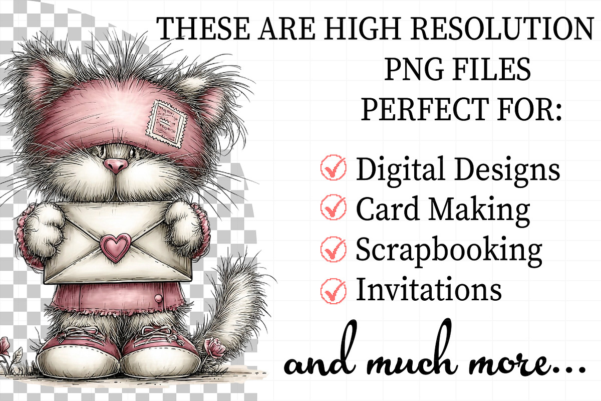 Quirky Valentines Cats Clipart, an Illustration by Daily.Designs (Photo 2 of 8)