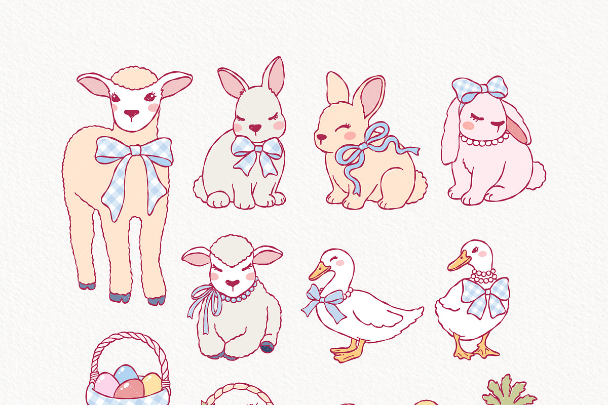 Coquette Easter Clipart | Hand Drawn, an Animal Illustration by TitaLivingArt (Photo 3 of 12)