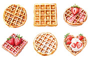 Waffle Watercolor Clipart, an Illustration by SinaCreation (Thumbnail 3 of 5)