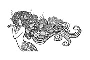 Fantasy Flowing Hair Mermaid Bundle, an Illustration by jahid234 (Thumbnail 20 of 31)