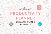 Productivity planner Canva template, a Templates & Theme by Cate Creates (Thumbnail 1 of 9)