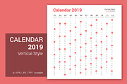 Calendar 2019 Vertical Design, a Stationery Template by WORAKAMON Design Studio (Thumbnail 1 of 4)