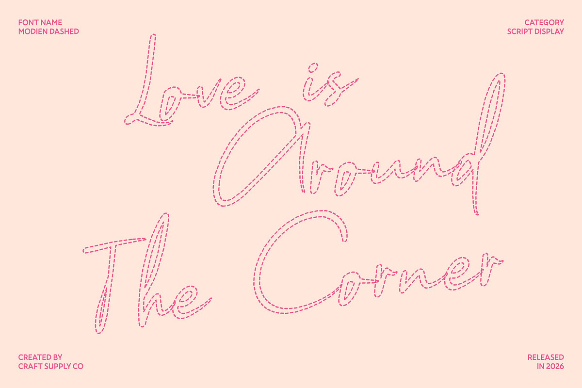 Modien Dashed, a Script Font by Craft Supply Co. (Photo 2 of 8)