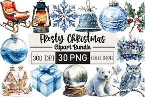 Frosty Christmas Clipart, an Illustration by Black Bird Studio