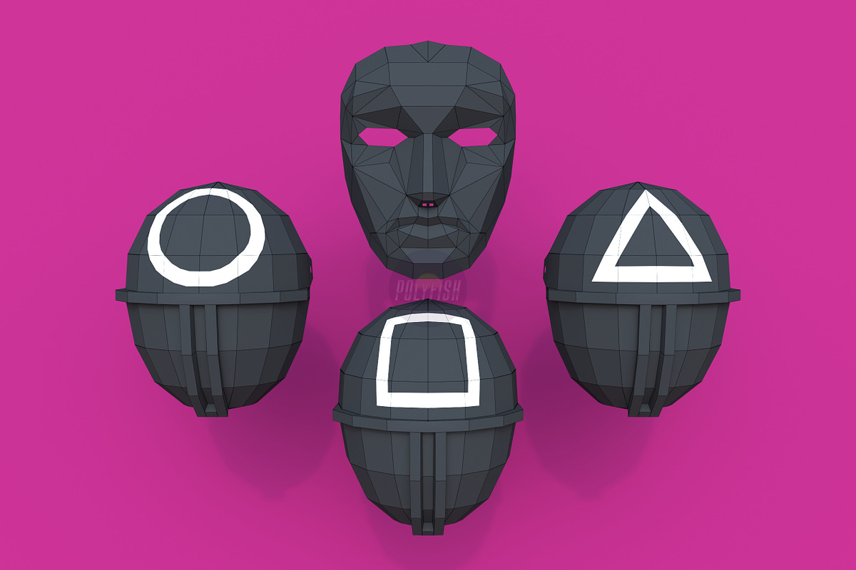 Mask Squid Game 3D model template, a Graphic by PolyFish (Photo 1 of 7)