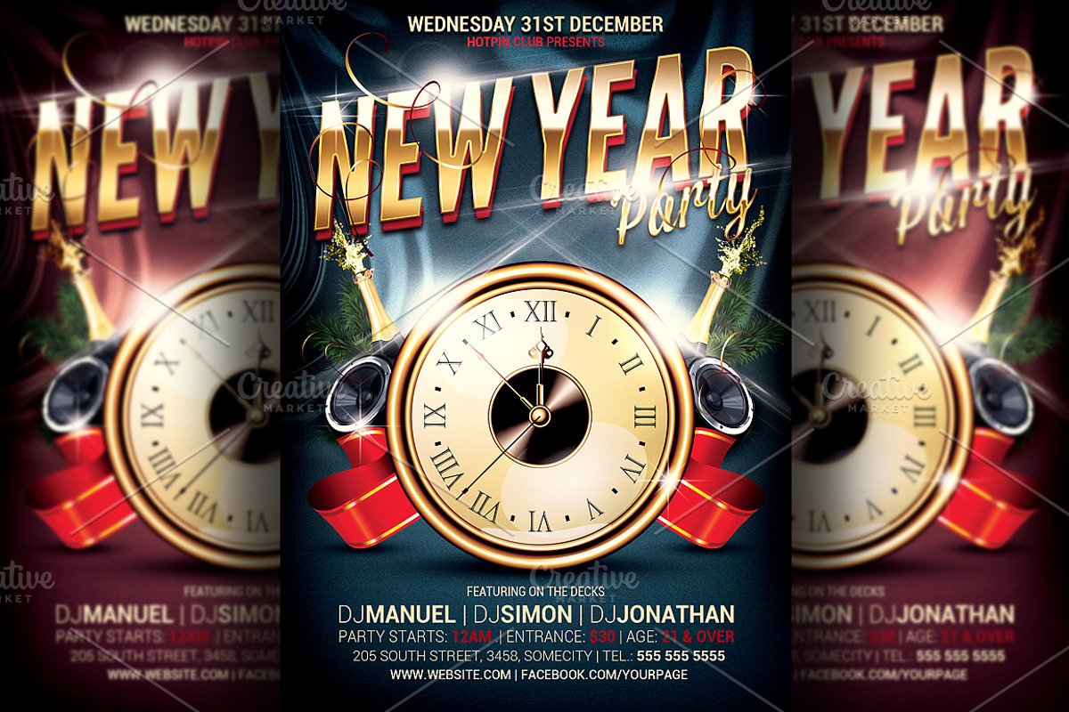 New Years Eve Party Flyer Template, a Flyer Template by Hotpin