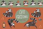 Cute Raccoons Watercolor, a Pattern Graphic by watercolor kamill (Thumbnail 1 of 8)