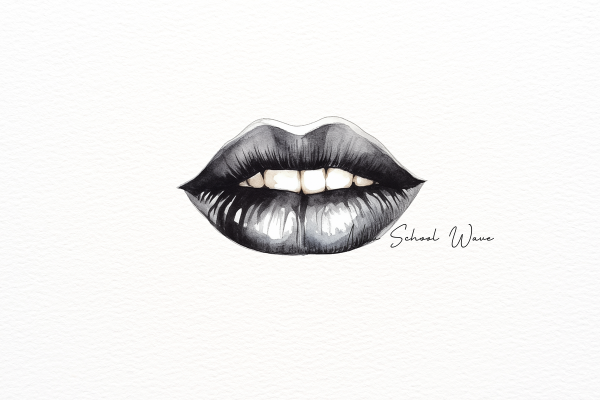 Black Elegant Lips Watercolor, an Object Illustration by New-School-Wave (Photo 3 of 5)