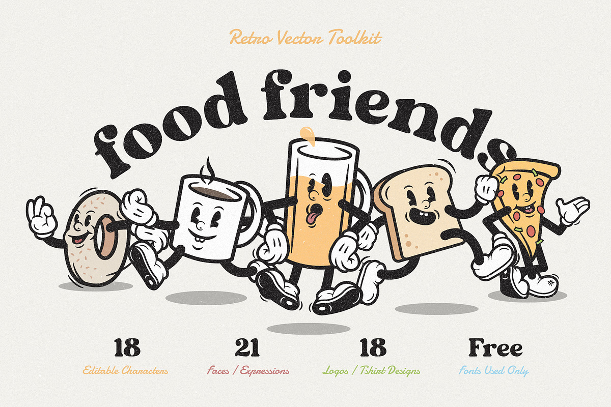 Food Friends Vintage Mascots & Logos, a Food Illustration by Staple. (Photo 1 of 8)