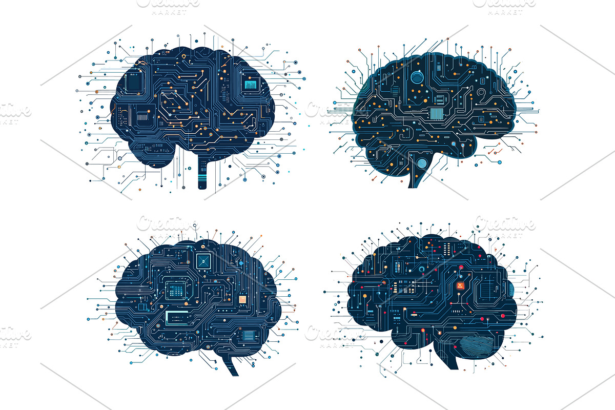 Cartoon cyber brain. Hardware, a Technology Illustration by Stock-Smart-Start