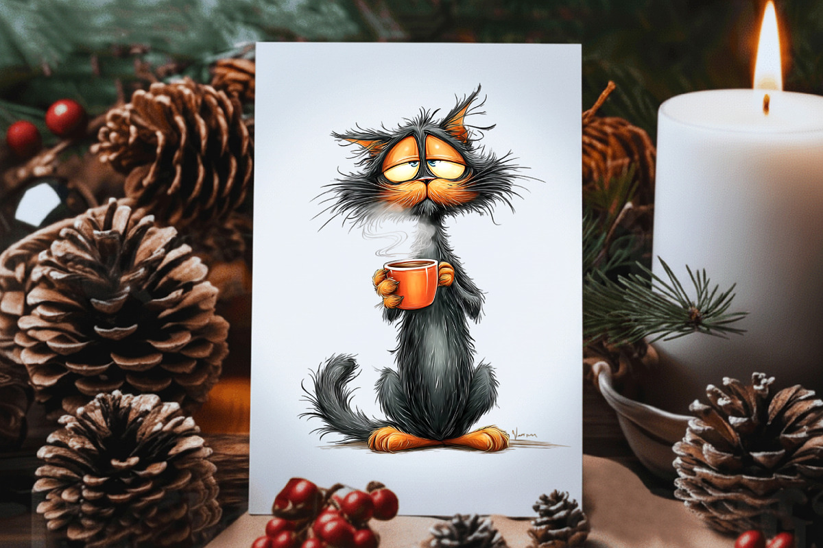 Quirky Christmas Black Cat Clipart, an Illustration by Dream Creation (Photo 5 of 7)