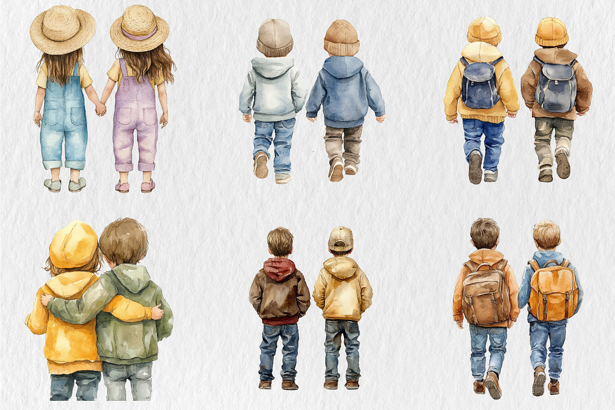 Watercolor Best Friends Clipart, a Person Illustration by Rose Art (Photo 3 of 4)