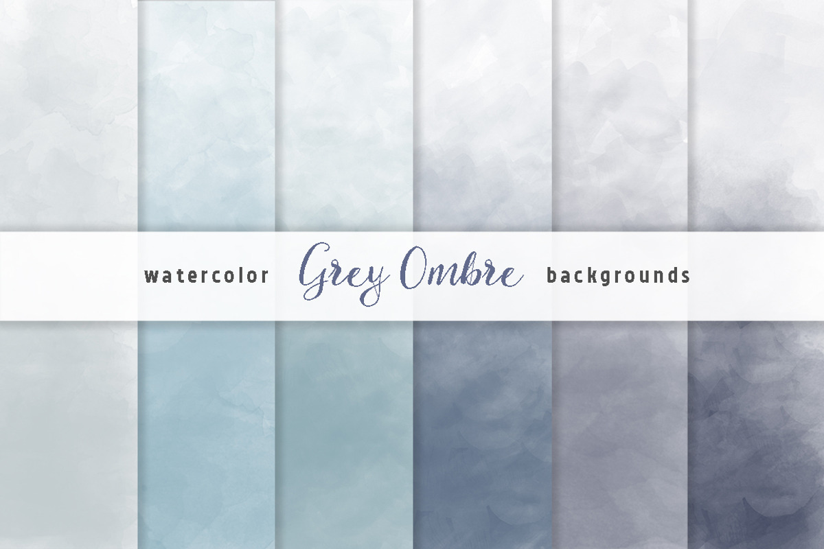 Grey Ombre Watercolor Backgrounds, a Texture Graphic by KitsPix (Photo 1 of 4)