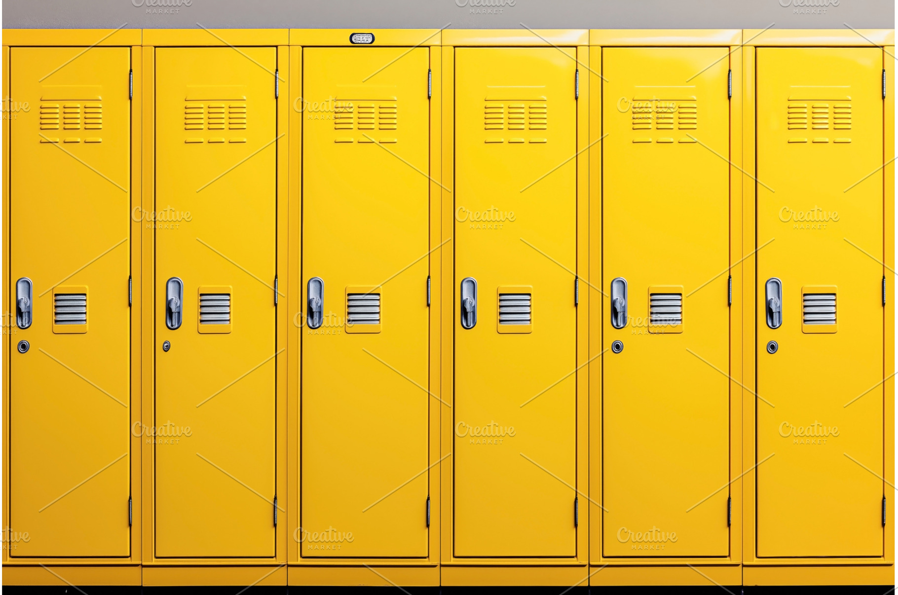 Yellow school lockers with metal, an Abstract Photo by Sergey Kotenev