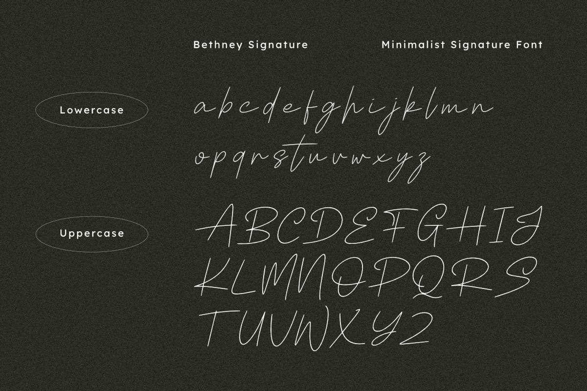 Bethney Signature - Minimalist Font, a Script Font by Masyafi Studio (Photo 2 of 8)