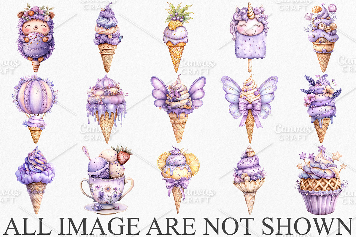 Whimsical Summer Ice Cream Clipart, an Illustration by Canvas Craft (Photo 3 of 7)